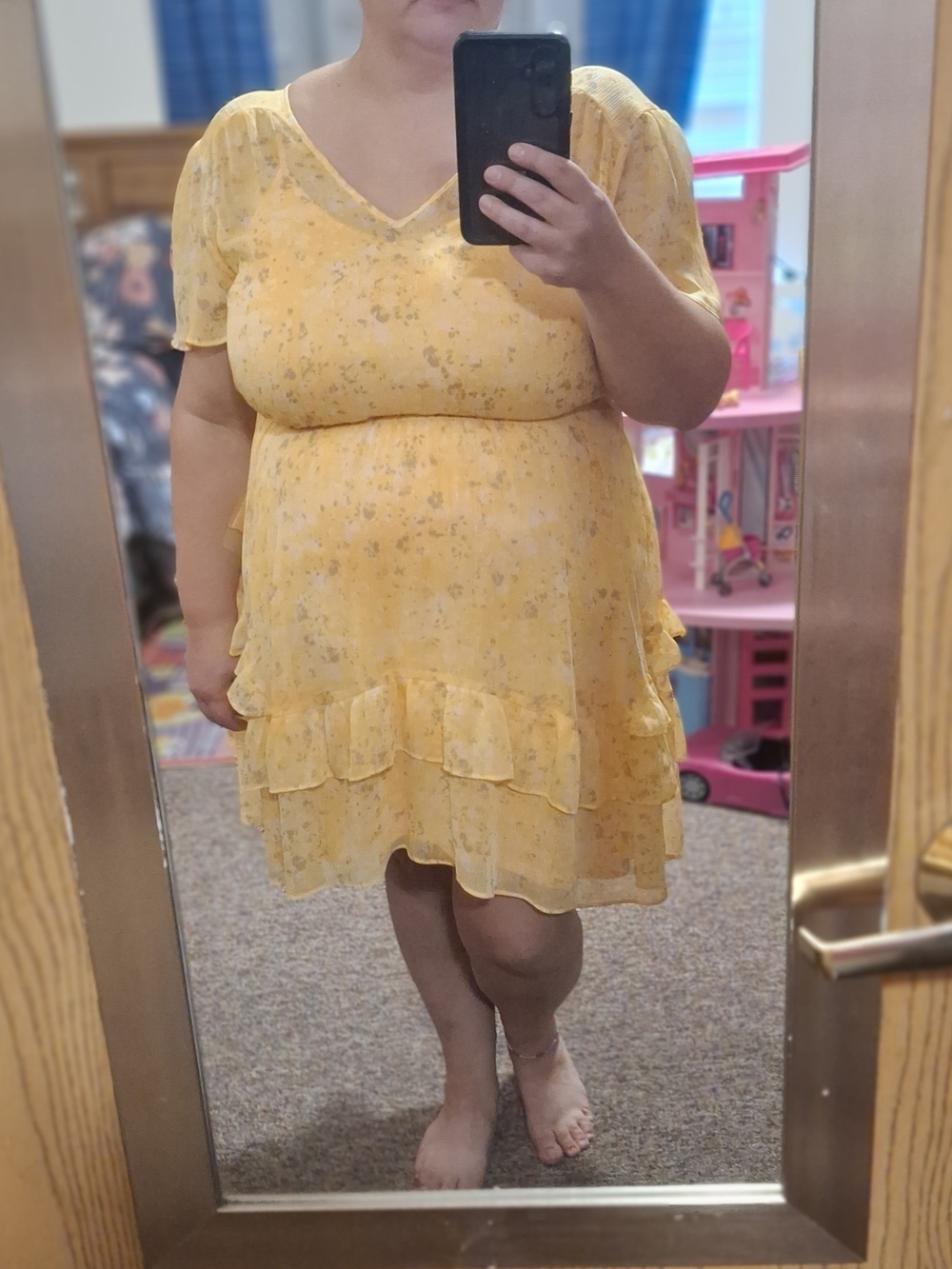 Simply Vera Vera Wang Yellow Floral Ruffle-Tier Dress